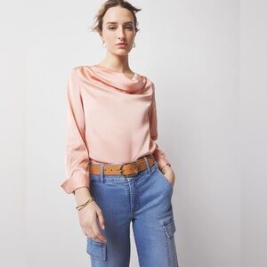 White House Black Market Blush Satin Blouse
